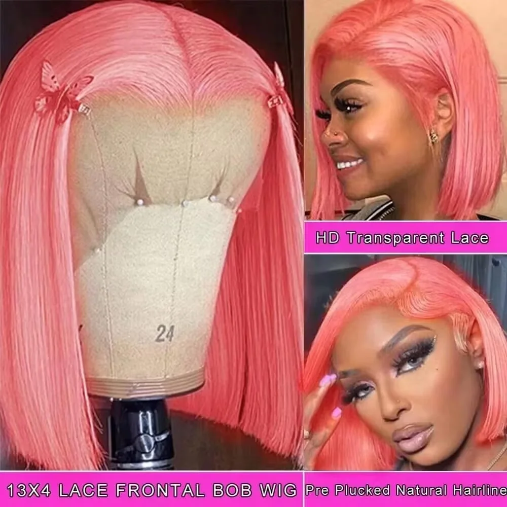 Perruque courte rose de 10 pou - Pre Parted 13X4 Lace Front Bob Wig avis et prix